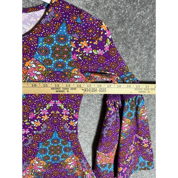 Dreamworks TROLLS Floral Crochet Sharkbite Hem Bell Sleeve Dress Girl Small Soft - Picture 10 of 10